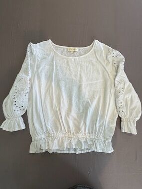 Cynthia Rowley White Linen Scoop Neck Top